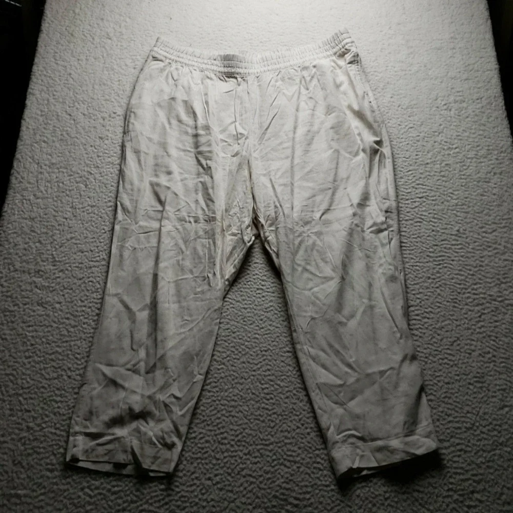 Old Navy Pants Mens 2XL White Linen Viscose Straight Comfort Elastic Waistband